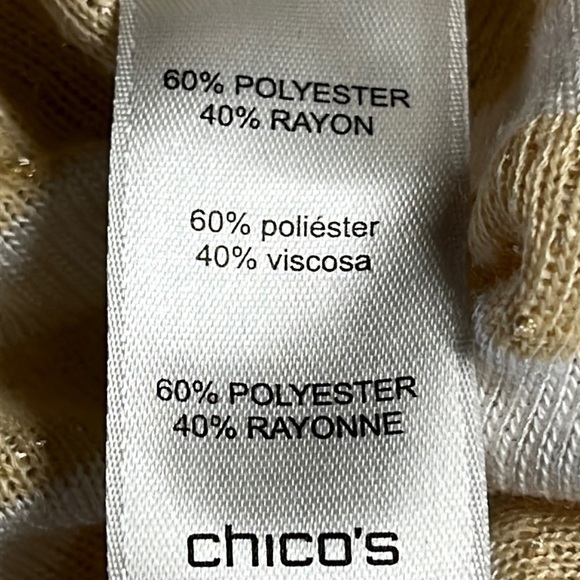 Chico’s Gold Glitter Horizontal Stripe Top - Picture 3 of 7